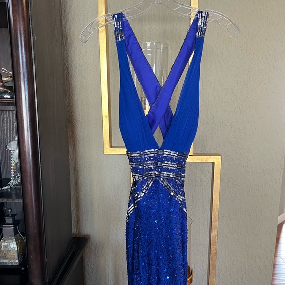 Royal blue beaded and backless prom gown!! - Picture 2 of 7